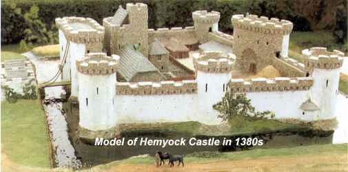 Model of Hemyock Castle in 1380s. Note the white external rendering